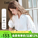 百圖betu女裝夏季新款襯衫法式插肩泡泡袖七分袖襯衫女2503D14 白色 M