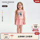 Teenie Weenie Kids小熊童裝女寶寶泡泡袖短袖印花連衣裙 粉色 100 cm