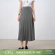 自巧小個(gè)子灰色半身長(cháng)裙女2025春夏新款設計感斜裁a字百褶裙傘裙 大象灰 L （5碼）