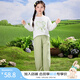 茵曼女童純棉針織t恤植物印花春季兒童中大童圓領(lǐng)長(cháng)袖打底衫 米白色 170
