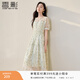香影小清新碎花雪紡連衣裙女2026夏裝新款氣質(zhì)泡泡袖綠色印花裙子 淺綠 L 165/88A/110-125斤
