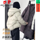皮爾卡丹（pierre cardin）泡芙龜背感羽絨服外套2026冬季新款白鴨絨連帽百搭小個(gè)子短款上衣 米白色 2026新款 XL 130-150斤 2026新款