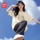 名創(chuàng)優(yōu)品（MINISO）純棉短袖女t恤夏季2026新款圓領(lǐng)寬松上衣中學(xué)生親膚舒適白色半袖