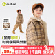 嘟嘟家兒童外套加絨學(xué)院風(fēng)冬裝男童衣服加厚女童外衣冬款寶寶童裝洋氣潮 卡其色 110