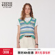 Teenie Weenie小熊針織T恤毛衣夏多彩條紋休閑V領(lǐng)無(wú)袖背心 撞色 M