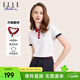 ELLE ACTIVE波浪撞色減齡翻領(lǐng)T恤女夏季時(shí)尚簡(jiǎn)潔大方舒適透氣運動(dòng)休閑POLO衫 白色 M