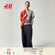 H&M女裝T恤2026春季新款圓領(lǐng)重磅雙面布短袖直筒老錢(qián)風(fēng)t恤1330274 混灰色 M 165/96