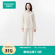 全棉時(shí)代【張凌赫推薦】睡衣男女士家居套裝抗菌針織開(kāi)襟情侶 素米白（女士） M (女160/男170)