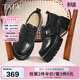他她（TATA）小皮鞋2026春季新款豆豆鞋黑色厚底女鞋樂(lè )福鞋子CHY07AM6 黑色 37
