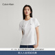 Calvin KleinJeans夏季女士簡(jiǎn)約印花休閑ck純色圓領(lǐng)舒適內搭打底短袖T恤上衣 YAF-月光白 M （推薦95-110斤）