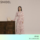 SNIDEL秋冬甜美碎花系帶收腰百褶雪紡連衣裙SWFO245033 粉米色 S （0）