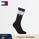 TOMMY JEANS男裝美式潮流拼色旗標字母提花舒適微彈休閑運動(dòng)中筒襪子 黑色078 1雙 均碼