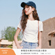 香影（xiangying）正肩t恤女短袖2026夏裝新款休閑修身顯瘦灰色短款小個(gè)子上衣 白色 M