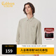 卡賓（CABBEEN）【輕薄亞麻】休閑七分袖襯衫男士2024夏季新款寬松潮牌襯衣 果灰色38 L (175) 50/175