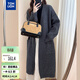 唐獅（TonLion）2025秋冬極簡(jiǎn)風(fēng)中長(cháng)款開(kāi)衫女針織外套高級感百搭女士灰色毛衣