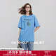 初語(yǔ)牛仔貼布繡雪梨設計短袖T恤女2025夏季新款柔軟棉質(zhì)圓領(lǐng)上衣 帆船藍 L