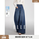 ELLE摩登純棉高腰牛仔褲女2026春季新款小個(gè)子通勤顯瘦氣質(zhì)直筒褲 牛仔藍 M