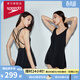 速比濤（Speedo）泳衣女靈感系列夏夜雙肩帶性感露背溫泉度假連體裙擺泳衣 黑色 32