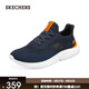 斯凱奇（Skechers）冬季男鞋新款輕便一腳蹬透氣網(wǎng)面休閑運動(dòng)跑步鞋百搭慢跑鞋210281 海軍藍色/橘色/210281-NVOR 42