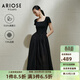 艾諾絲雅詩(shī)【商場(chǎng)同款】夏季新品萊賽爾中長(cháng)款連衣裙收腰小黑裙40439097 黑色 M