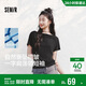 森馬（Semir）陳都靈|短袖t恤女26夏短款一字肩蕩領(lǐng)收腰氛圍感上衣109326100005