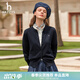 哈吉斯（HAZZYS）女裝 26春季新款上衣優(yōu)雅通勤風(fēng)圓領(lǐng)純色針織開(kāi)衫女ABYSD1DAX01 藏青色NV L (165/88A 40)