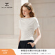 香影白色一字肩短袖t恤女2026夏季新款設計感修身顯瘦捏褶小上衣 白色 M 160/84A/95-110斤