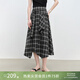 自巧小個(gè)子設計感復古格紋傘裙女2026新款夏季不規則格子半身裙子 黑白格 S （尺碼：3）