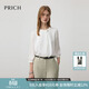 PRICH簡(jiǎn)約淡人氣質(zhì)飄帶圓領(lǐng)七分袖襯衫秋季新款肌理感上衣女 39象牙白色 S (160)