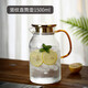 DELISOGA歐式豎紋涼水壺家用耐高溫玻璃水壺大容量水瓶水壺水杯套裝冷水壺 【金色蓋】豎紋直筒壺-1500ml1只