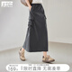 對白灰色休閑工裝半身裙女2026夏季新款梨形顯瘦中長(cháng)款開(kāi)叉直筒裙 深灰色 XL 建議拍大一碼