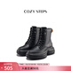 COZY STEPS可至女士冬季休閑舒適靴子厚底圓頭中筒系帶牛皮馬丁靴7152 曜石黑 37