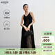 艾諾絲雅詩(shī)【商場(chǎng)同款】2026春季新款桑蠶絲重工壓皺中長(cháng)款連衣裙50229071 黑色 M