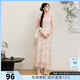 三彩【月影扶疏】2025夏季新款新中式雪紡燙金碎花裙吊帶連衣裙C 杏色花卉 M 160/84A