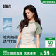 森馬（Semir）涼感T|短袖T恤女夏季撞色插肩袖褶皺刺繡小心機上衣101325100052