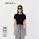 MO&Co.圓領(lǐng)短袖修身收腰短款露臍彈力T恤上衣時(shí)髦洋氣上裝女摩安珂 黑色 S 160