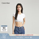 Calvin Klein內衣【摩登引力帶】女ck無(wú)鋼圈輕運動(dòng)可外穿短款短袖T恤式文胸 100-月光白 M 推薦75B-85A