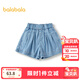 巴拉巴拉童裝兒童短褲女童牛仔褲夏季新款A字裙褲蝴蝶結抑菌 牛仔淺藍88101 120