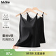 MsShe【天絲棉】大碼女裝2026新款胖mm網(wǎng)紗帶胸墊內搭吊帶背心女 黑色現貨 3XL 建議：160-180斤