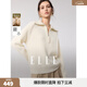 ELLE綿羊毛大翻領(lǐng)毛衣女2025冬季新款慵懶高級感寬松休閑針織衫 米白 【預售】 S