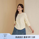 纖莉秀【壓褶圓領(lǐng)長(cháng)袖T恤】大碼女裝簡(jiǎn)約百搭上衣胖mm春新款3148 米杏色 3XL