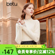 百圖betu女裝冬季新款毛衣蕾絲花邊半高領(lǐng)長(cháng)袖打底衫女2311T30 米白 M
