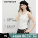 紅袖（hopeshow）高級感吊帶2026春季新款女裝撞色字母印花細坑條無(wú)袖U領(lǐng)背心上衣 本白001 M