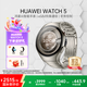 華為（HUAWEI）WATCH 5智能手表高端款男士女士航天級鈦合金表殼素皮復合表帶X-TAP智感窗鴻蒙AI腕上小藝eSIM通信 46mm鈦空銀丨鈦金屬表帶丨鈦合金表殼