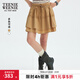 Teenie Weenie小熊女裝春甜美少女潮流松緊腰蛋糕A字半身裙短裙子 卡其色 L