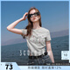 三彩2025夏季新款彩鉆字母T恤圓領(lǐng)正肩短袖上衣短款修身顯瘦M 花灰色 S 155/80A