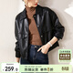 尚都比拉干練帥氣經(jīng)典百搭翻領(lǐng)口袋設計機車(chē)夾克女皮衣 黑色 L 