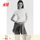 H&M女裝T恤2026春季新款淺春系穿搭修身圓領(lǐng)休閑短袖上衣1260200 白色023 L 170/104