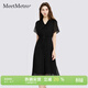 MeetMetro瑪依爾黑色雪紡連衣裙女2026夏季新款飄帶領(lǐng)輕熟風(fēng)裙子 黑色【現貨閃電發(fā)】 L