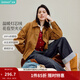 茵曼2026春季女裝新款復古燈芯絨巴恩風(fēng)花苞外套休閑寬松上衣 棕色 S